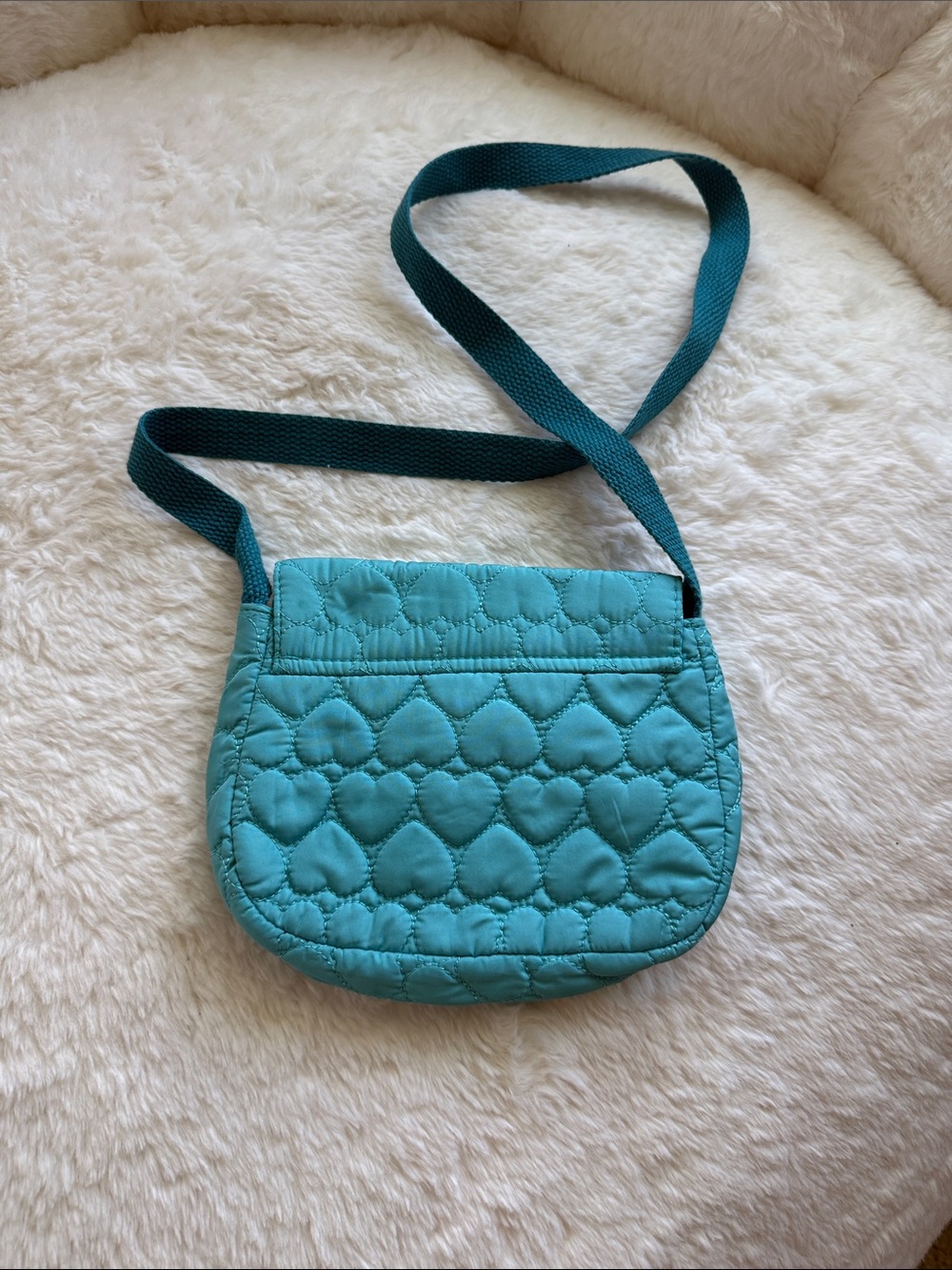 Blue Quilted Hearts Sholdee bag vintage thrifted quilt puffy - Picture 3 of 4